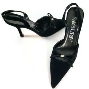 Sam & Libby black heels with bow size 6